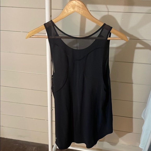 Black Scoop Neck Sleeveless Tank Top with Cut Out Detail - Picture 3 of 3